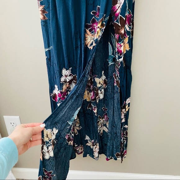 Xhilaration Floral Print Maxi Dress Blue Sz Medium - Picture 7 of 12